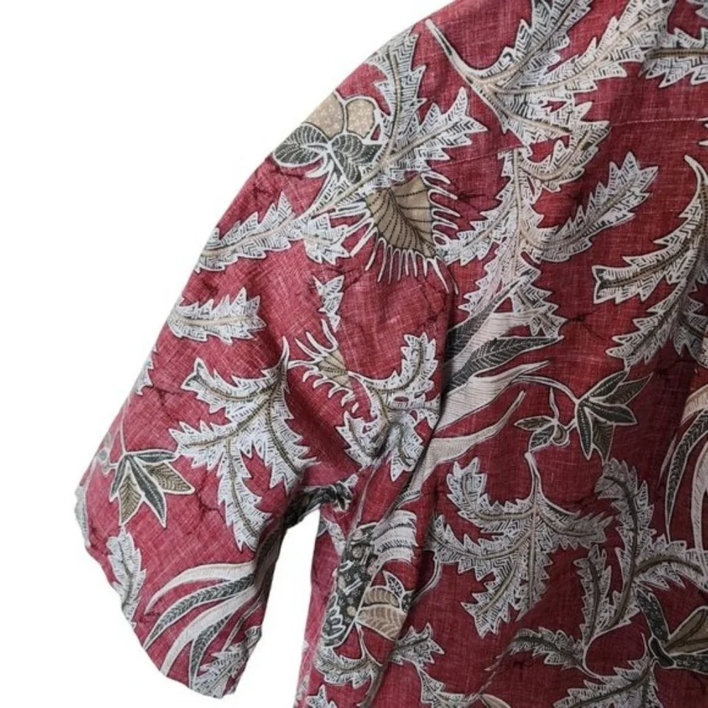 Tommy Hilfiger Golf Red Floral Hawaiian Style Button Up Men's‎ XL Cotton